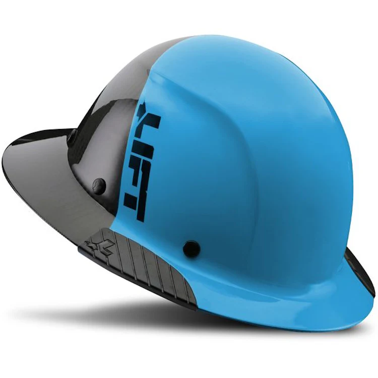 Lift Safety DAX 50/50 Carbon Fiber Full Brim Hard Hat – Black / Cyan (HDF50C-19HC)