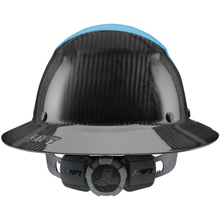Lift Safety DAX 50/50 Carbon Fiber Full Brim Hard Hat – Black / Cyan (HDF50C-19HC) - Image 3
