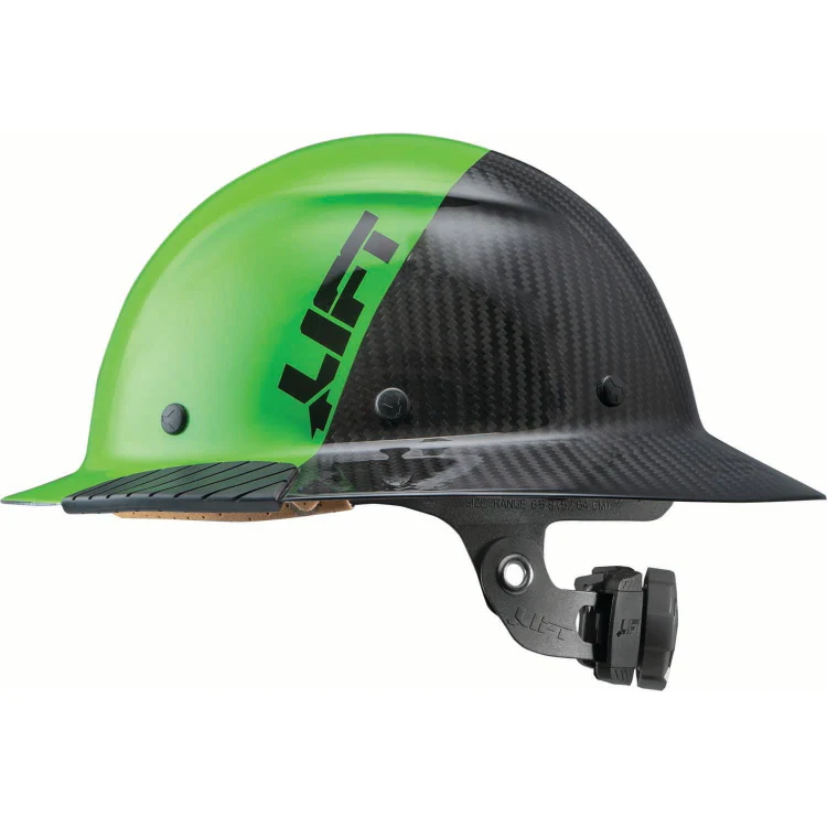 Lift Safety Dax 50/50 Carbon Fiber Full Brim Hard Hat Green-Black HDF50C-20GC - Image 2