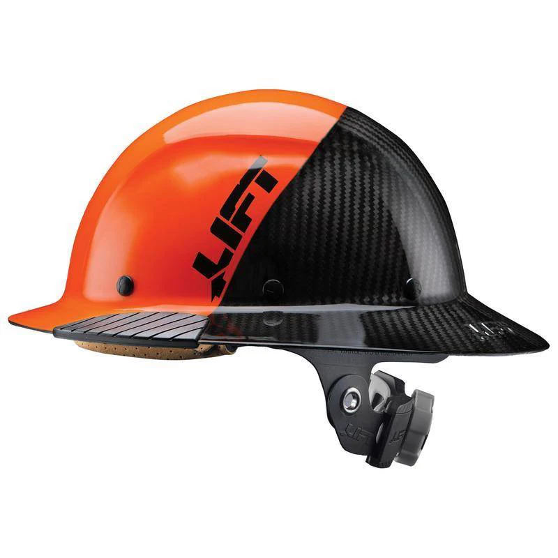Lift Safety Dax 50/50 Carbon Fiber Full Brim Hard Hat Orange-Black HDF50C-19HC - Image 2