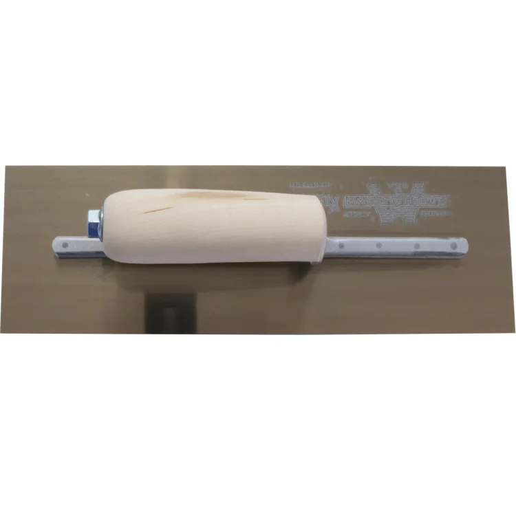 Marshalltown Golden Stainless Steel Finishing Trowel Wood Handle - 12" X 5" - Image 3