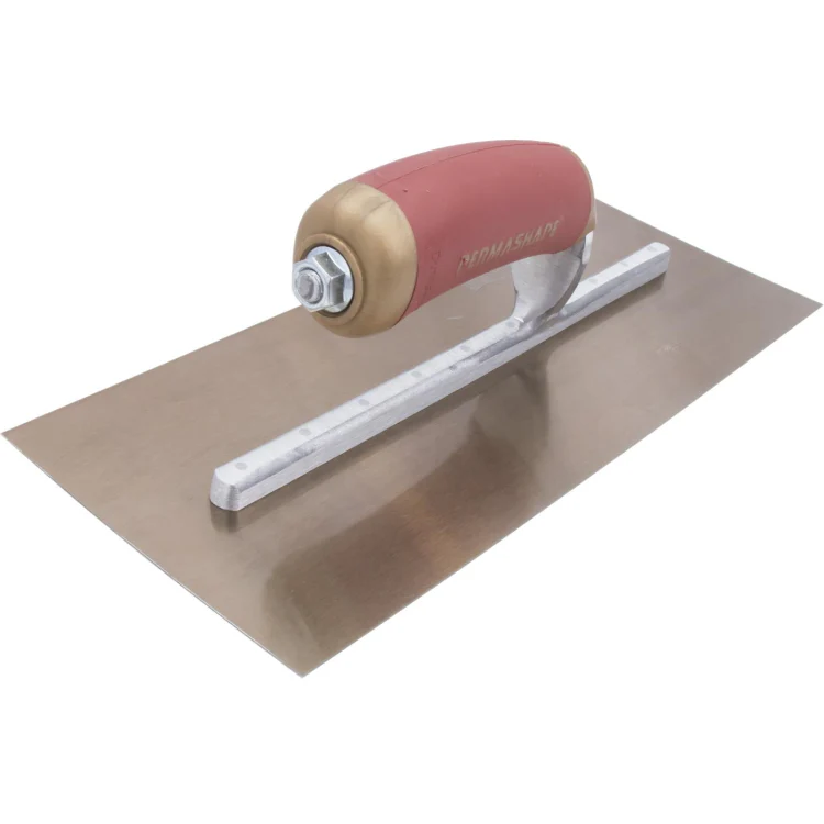 Marshalltown PermaShape Golden Stainless Steel Finishing Trowel with DuraSoft Handle - 13" X 5" - Image 4