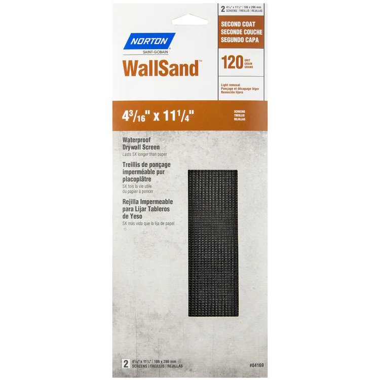 Norton WallSand 4-3/16 X 11-1/4" 120 Medium Grit Screen Sheet, 2-Pack