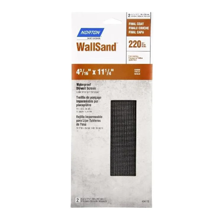 Norton WallSand 4-3/16 X 11-1/4" 220 Very Fine Grit Screen Sheet, 2-Pack