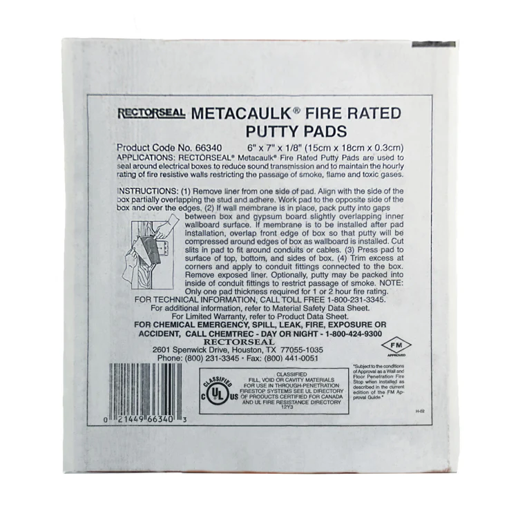 Rectorseal Metacaulk 6" X 7" Fire Rated Putty Pad - Image 3