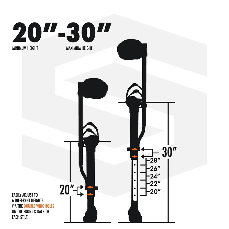 Surpro 20-30" S1 Aluminum Single Sided Drywall Stilts - Image 8