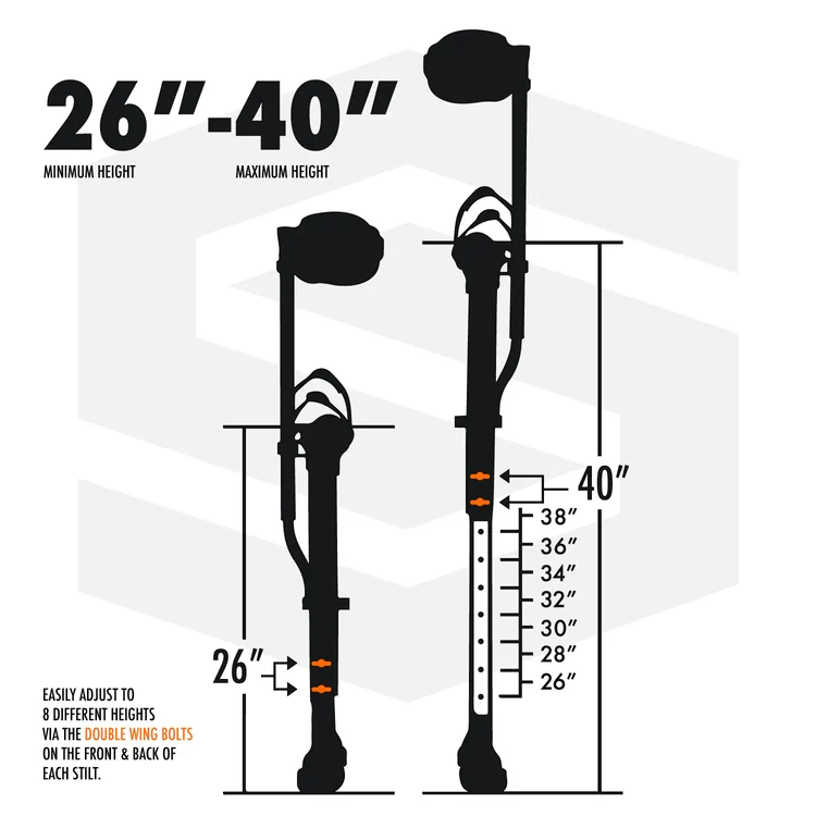 Surpro 26-40" S1 Magnesium Single Sided Stilts - Image 16