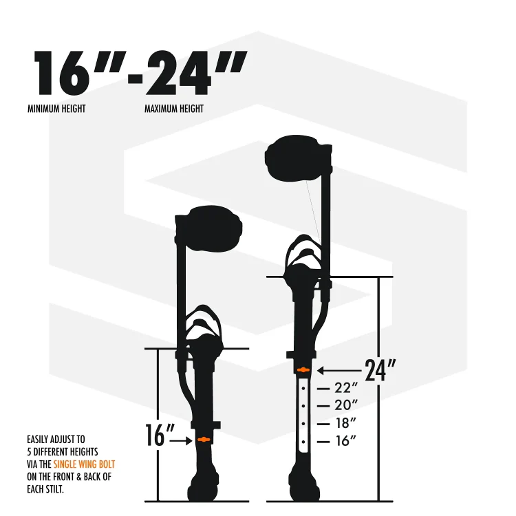 SurPro S1 Aluminum Drywall Stilts (16-24 inches) - Image 8