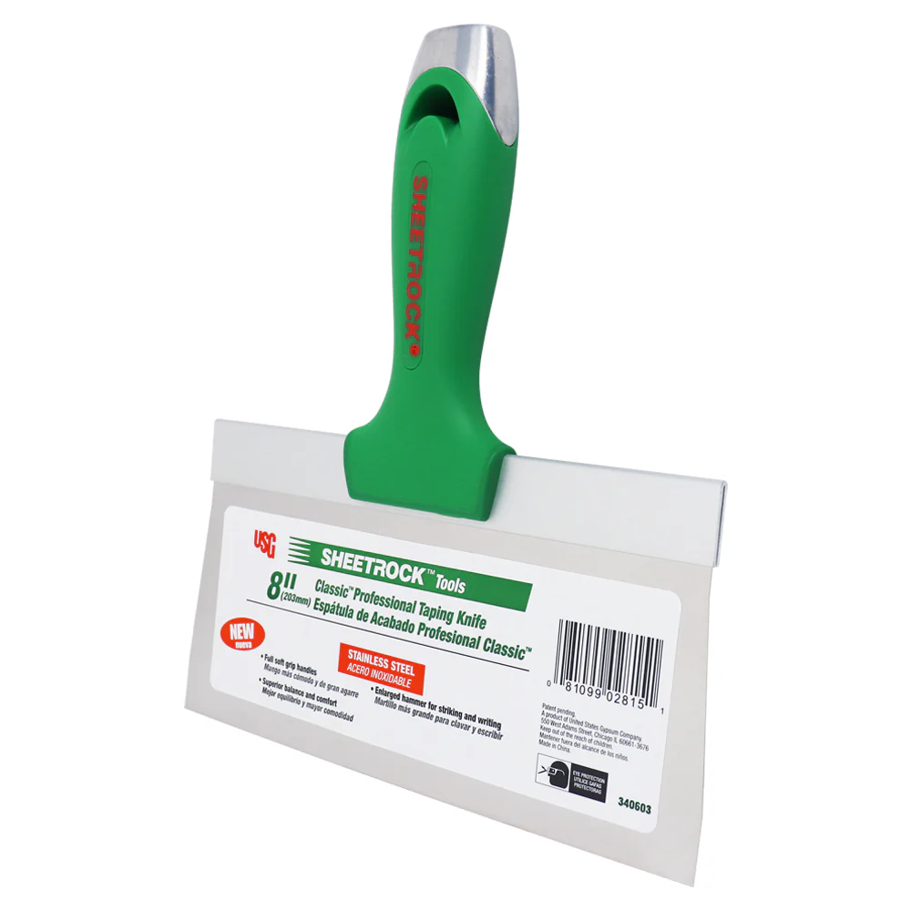 USG Sheetrock Tools 8" Classic Stainless Steel Drywall Taping Knife - Image 2